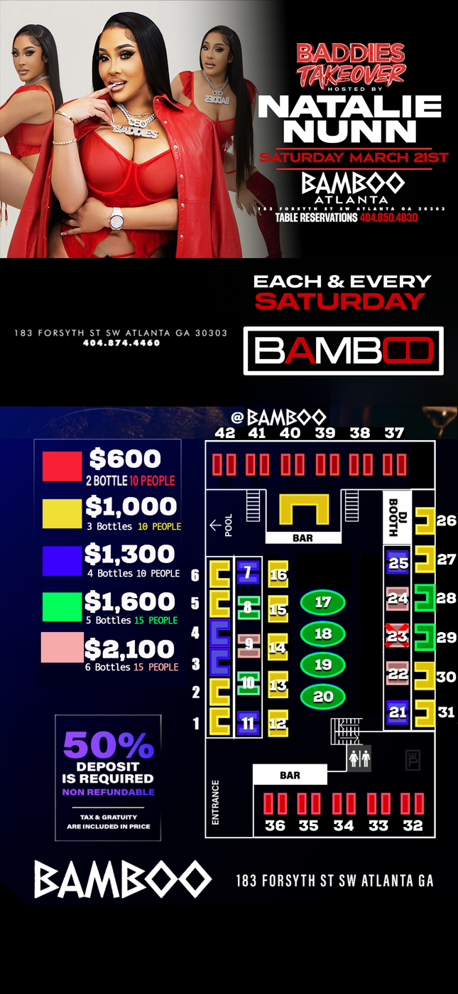 Bamboo Atlanta Bottle Service & Venue Map